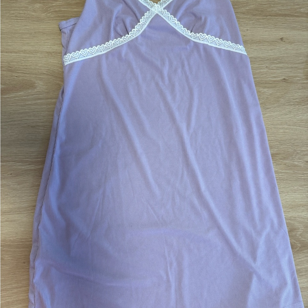 Elegant Purple Lace-Trimmed Nightgown